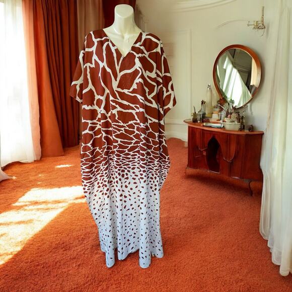 Vintage Mrs. Roper Caftan Three’s Company One Size Fits Most Giraffe Print - Picture 1 of 11